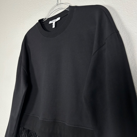 Derek Lam 10 Crosby size L black sweatshirt ostrich feather hem artsy cotton - Picture 7 of 12